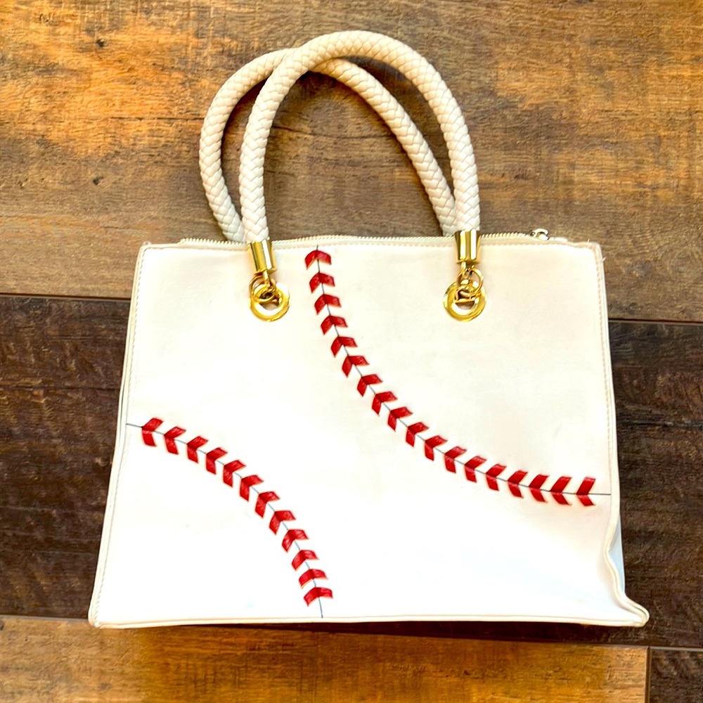 Leather baseball purse
